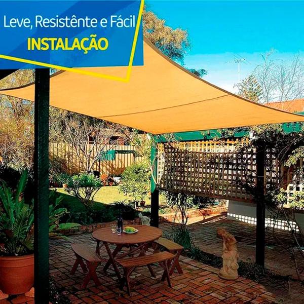 Imagem de Tela Shade Decorativa Areia com Bainha Ilhós e Kit 5x7m