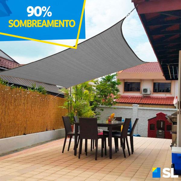 Imagem de Tela Shade Prata Sombrite 90% 5x4 Com Bainha Ilhós + Kit