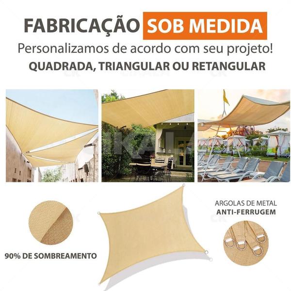 Imagem de Tela Shade Sombreamento Areia 3x3 Metros +Kit Fixação