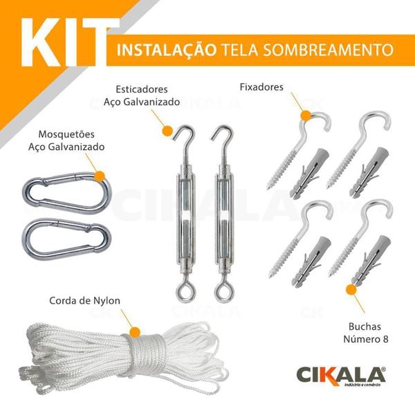 Imagem de Tela Shade Sombreamento Cinza 3X3 Metros + Kit De Instalação