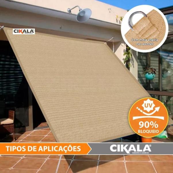 Imagem de Tela Shade Sombreamento Creme 10x4 Metros Para Cobertura e Decorativa + Kit de Instalação