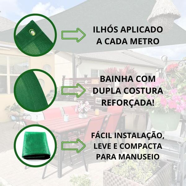 Imagem de Tela Shade Sombreamento Verde Multiuso 90% - 5x15 Mts