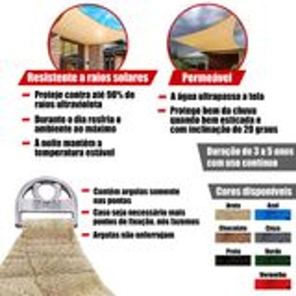 Imagem de Tela Shade Toldo Sombreamento Cor Areia 6x5 Metros + Kit De Instalação