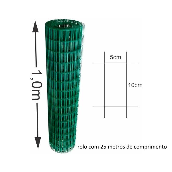 Imagem de Tela Soldada Alambrado Cerca Rolo 25m Altura 1,0m Malha 5x10