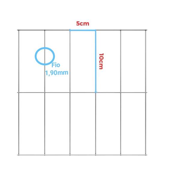 Imagem de Tela Soldada Galvanizada Malha 5x10 2.00Mx25M FIO 1,90mm BWG 15 Algom