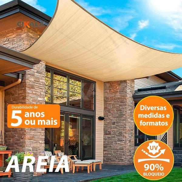 Imagem de Tela Sombreamento Areia 1.5x1.5 Metros Para Cobertura e Decorativa + Kit de Instalação