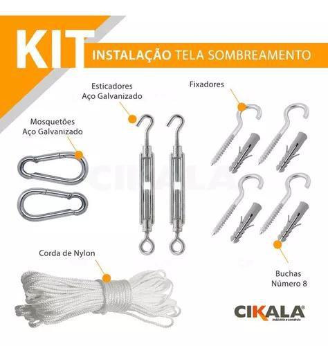 Imagem de Tela Sombreamento Areia 5.5x4 Metros Para Cobertura e Decorativa + Kit de Instalação