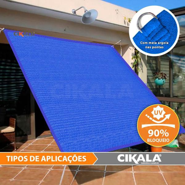 Imagem de Tela Sombreamento Azul 2x2 Metros Para Cobertura e Decorativa + Kit de Instalação