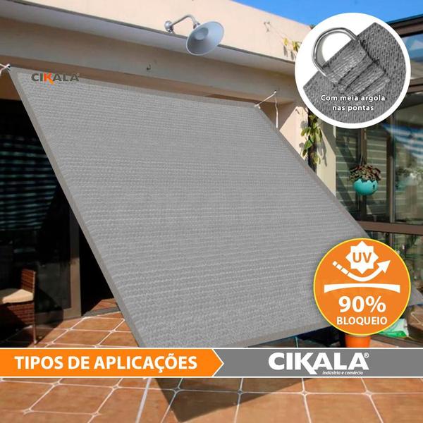 Tela Sombreamento Cinza 5x5 Metros Para Cobertura e Decorativa + Kit de Instalação - CIKALA Imagem de Tela Sombreamento Cinza 5x5 Metros Para Cobertura e Decorativa + Kit de Instalação