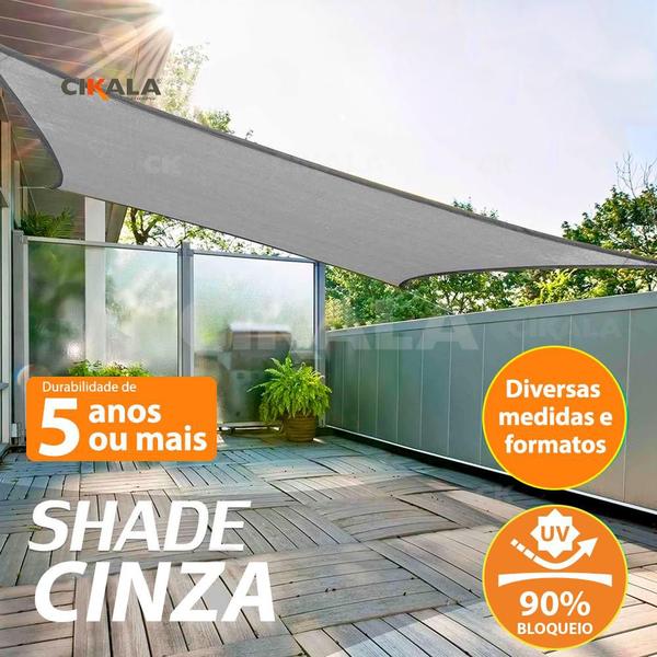 Tela Sombreamento Cinza 5x5 Metros Para Cobertura e Decorativa + Kit de Instalação - CIKALA Imagem de Tela Sombreamento Cinza 5x5 Metros Para Cobertura e Decorativa + Kit de Instalação