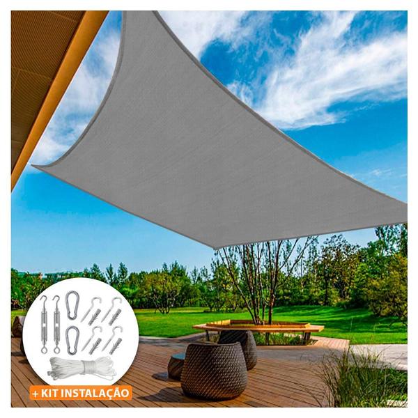 Tela Sombreamento Cinza 5x5 Metros Para Cobertura e Decorativa + Kit de Instalação - CIKALA Imagem de Tela Sombreamento Cinza 5x5 Metros Para Cobertura e Decorativa + Kit de Instalação