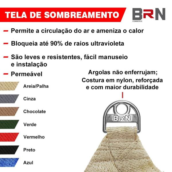 Imagem de Tela Sombreamento Decorativa 2,5x2,5 + Kit Instalação