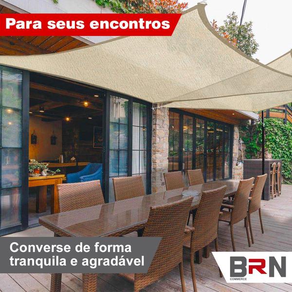 Imagem de Tela Sombreamento Decorativo Areia Cobertura 6,5x4 Metros + Kit Instalação