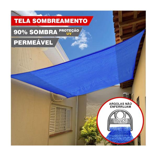 Imagem de Tela Sombreamento Decorativo Azul Cobertura 5x3 Metros