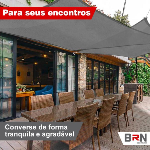 Imagem de Tela Sombreamento Decorativo Cinza Cobertura 2x2 Metros + Kit Instalação