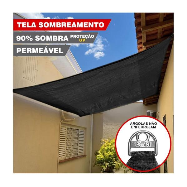 Imagem de Tela Sombreamento Decorativo Preto Cobertura 3x2,5 Metros