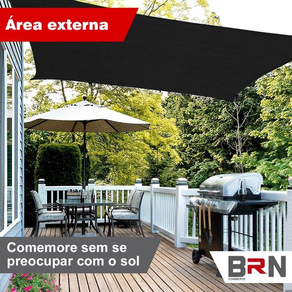 Imagem de Tela Sombreamento Decorativo Preto Cobertura 5x3 Metros + Kit Instalação