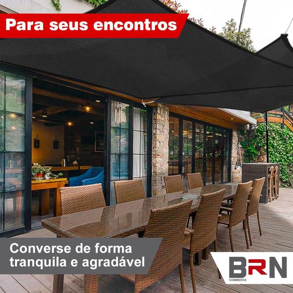 Imagem de Tela Sombreamento Decorativo Preto Cobertura 5x3,5 Metros + Kit Instalação