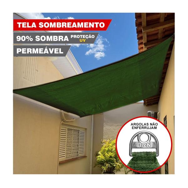 Imagem de Tela Sombreamento Decorativo Verde Cobertura 8x3 Metros