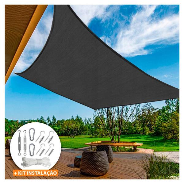 Tela Sombreamento Preta 5x5 Metros Para Cobertura e Decorativa + Kit de Instalação - CIKALA Imagem de Tela Sombreamento Preta 5x5 Metros Para Cobertura e Decorativa + Kit de Instalação