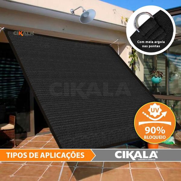 Tela Sombreamento Preta 5x5 Metros Para Cobertura e Decorativa + Kit de Instalação - CIKALA Imagem de Tela Sombreamento Preta 5x5 Metros Para Cobertura e Decorativa + Kit de Instalação