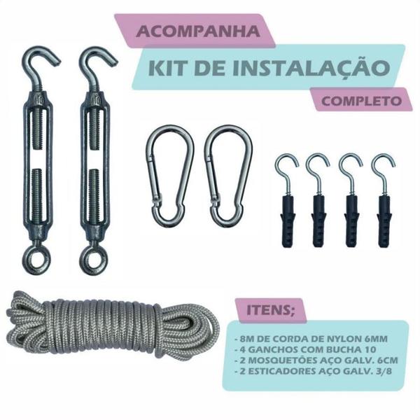 Imagem de Tela Sombreamento Solar Shade 3x2m Azul Com Kit Instalação Proteção Garagens Quintais Lazer