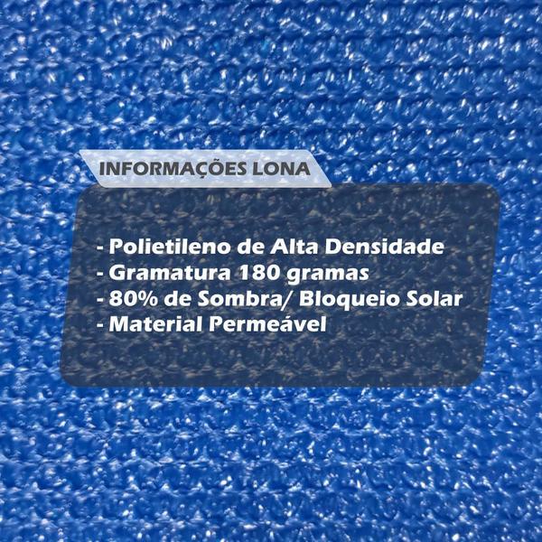 Imagem de Tela Sombreamento Solar Shade 4x2m Azul Com Kit Instalação Garagens Quintais Permeável Sombra