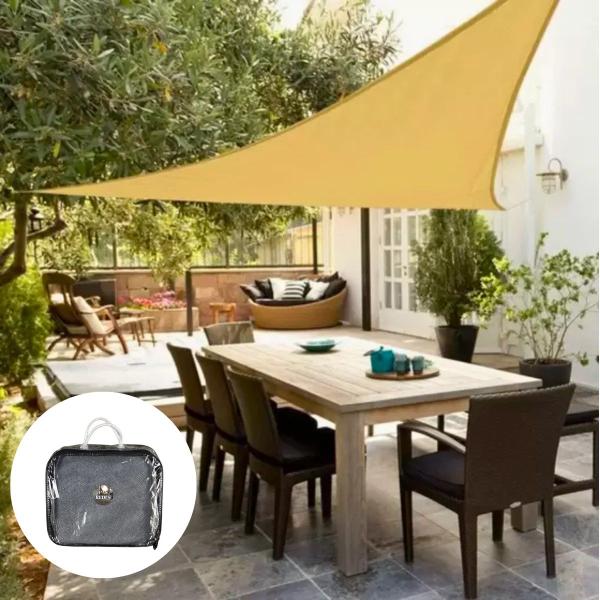 Tela Sombreamento Triangular Cinza 3x3x3 Mts +Kit Instalação - Têxtil Sauter Imagem de Tela Sombreamento Triangular Cinza 3x3x3 Mts +Kit Instalação