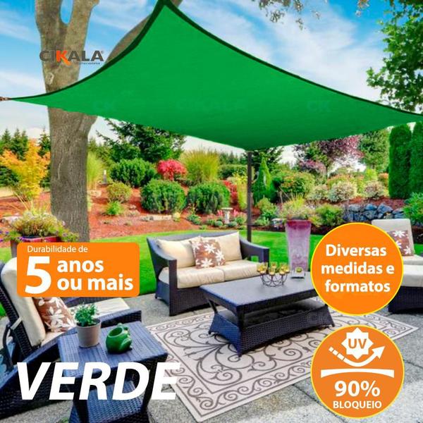 Imagem de Tela Sombreamento Verde 3x2.5 Metros Para Cobertura e Decorativa + Kit de Instalação