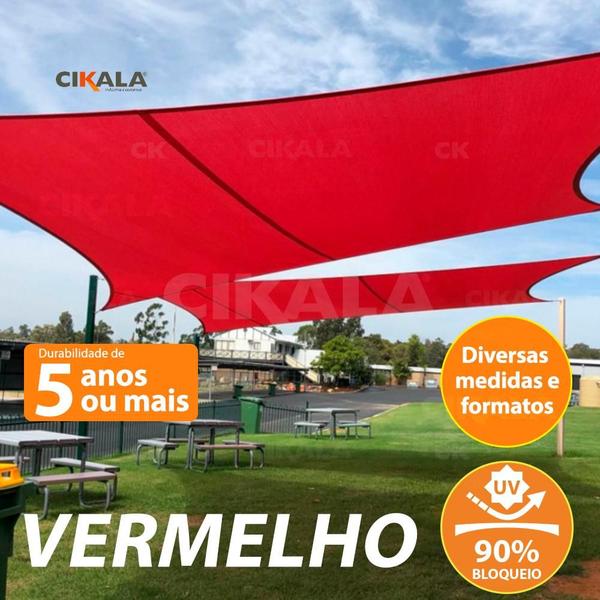 Imagem de Tela Sombreamento Vermelha 10x5 Metros Para Cobertura e Decorativa + Kit de Instalação