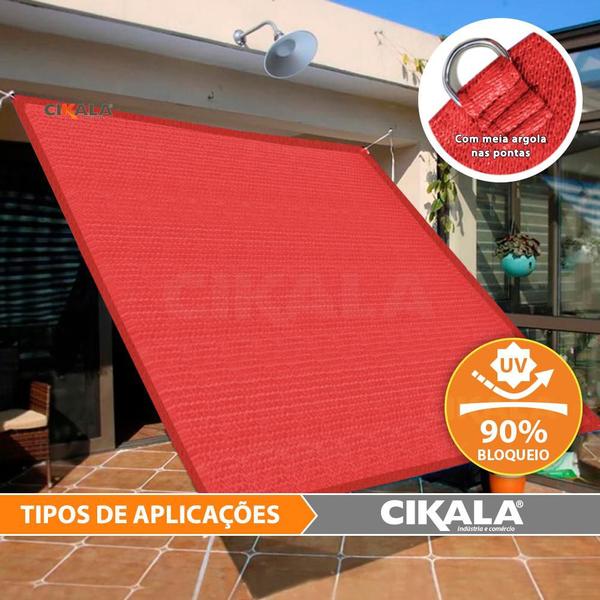 Tela Sombreamento Vermelha 8x3 Metros Para Cobertura e Decorativa + Kit de Instalação - CIKALA Imagem de Tela Sombreamento Vermelha 8x3 Metros Para Cobertura e Decorativa + Kit de Instalação