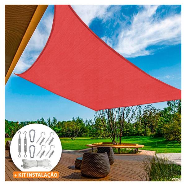 Tela Sombreamento Vermelha 8x3 Metros Para Cobertura e Decorativa + Kit de Instalação - CIKALA Imagem de Tela Sombreamento Vermelha 8x3 Metros Para Cobertura e Decorativa + Kit de Instalação