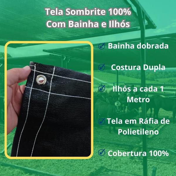 Imagem de Tela Sombrite 100% - Tamanho - 2x9 Bainha E Ilhós