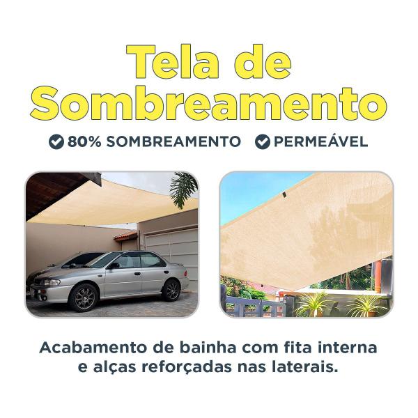 Imagem de Tela Sombrite Bege 80% 4x6 Sombreamento Toldo Garagem