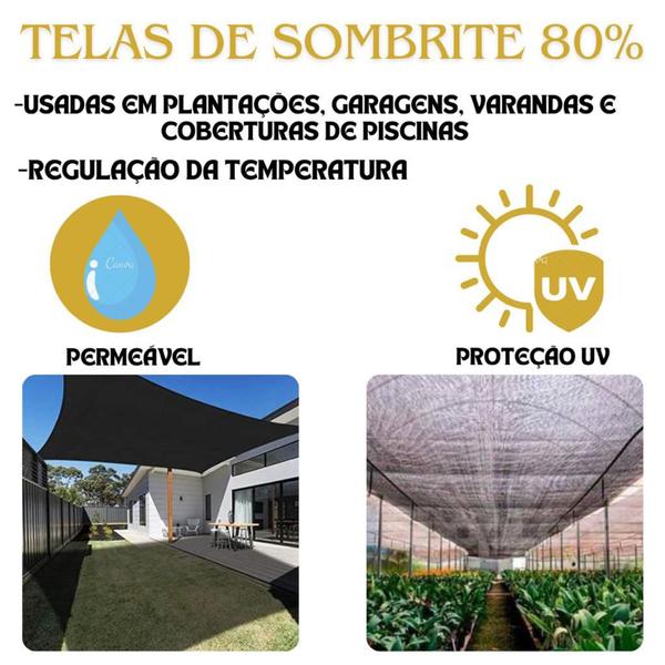 Imagem de Tela Sombrite Lona Sombra Solar 80% 4x1 Bainha E Ilhós