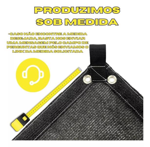 Imagem de Tela Sombrite Toldo Lona 80% Preto 4X10 Acabamento E Alças