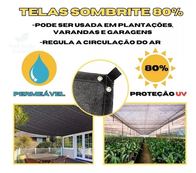 Imagem de Tela Sombrite Toldo Lona 80% Preto 4X10 Acabamento E Alças