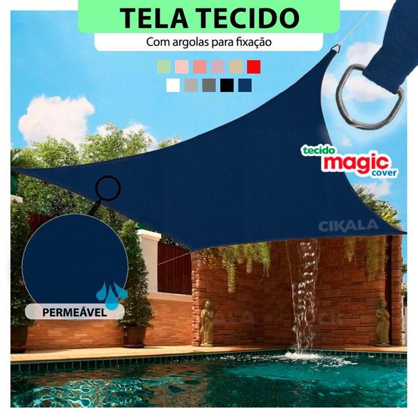 Imagem de Tela Tecido Sombreamento Azul Marinho 3x2.5 Metros Resistente a Água com Argolas