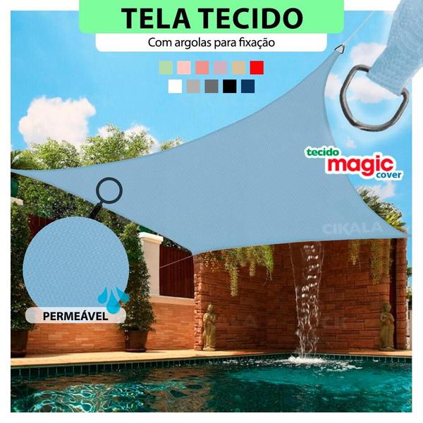 Imagem de Tela Tecido Sombreamento Azul Nuvem 6x3 Metros Magic Cover Resistente A Água Com Argolas Para Fixação 170 G/m2 Para Cobertura e Decorativa