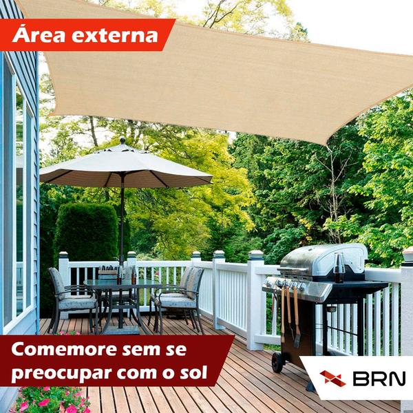 Imagem de Tela Toldo de Sombreamento 90 Cor Areia Cobertura Decorativa 4x3 Metros