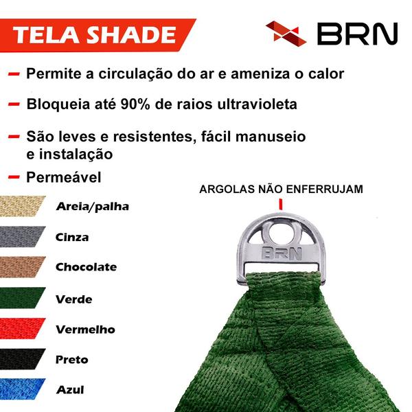 Imagem de Tela Toldo de Sombreamento 90 Cores Cobertura Decorativa 6x6  Kit Instalação