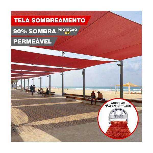 Imagem de Tela Toldo Sombreamento 90% Cor Vermelho Cobertura Decorativa 2x2 Metros