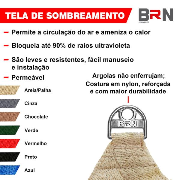 Imagem de Tela Toldo Sombreamento Cor Areia 3x2,5 Metros + Kit De Instalação