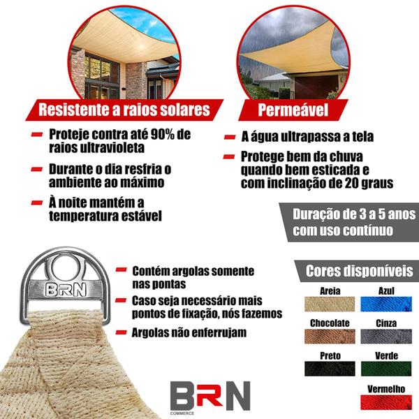 Imagem de Tela Toldo Sombreamento Cor Areia 3x2,5 Metros + Kit De Instalação