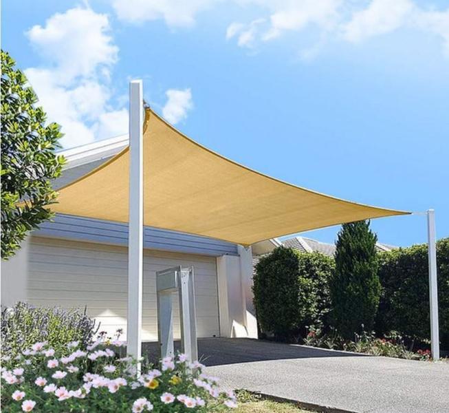 Imagem de Tela Toldo Sombreamento Shade 5X3mts + Kit Instal. Cor Areia