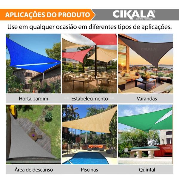 Imagem de Tela Triangular Areia 7x5x5 Metros para Sombreamento com Argolas para Fixação 200 g/m2 Decorativo Multiuso