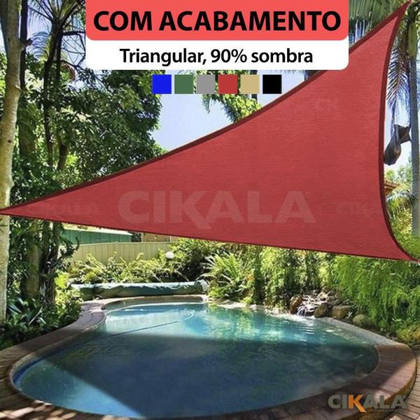 Imagem de Tela Triangular Vermelha 7x5x5 Metros para Sombreamento com Argolas para Fixação 200 g/m2 Decorativo Multiuso