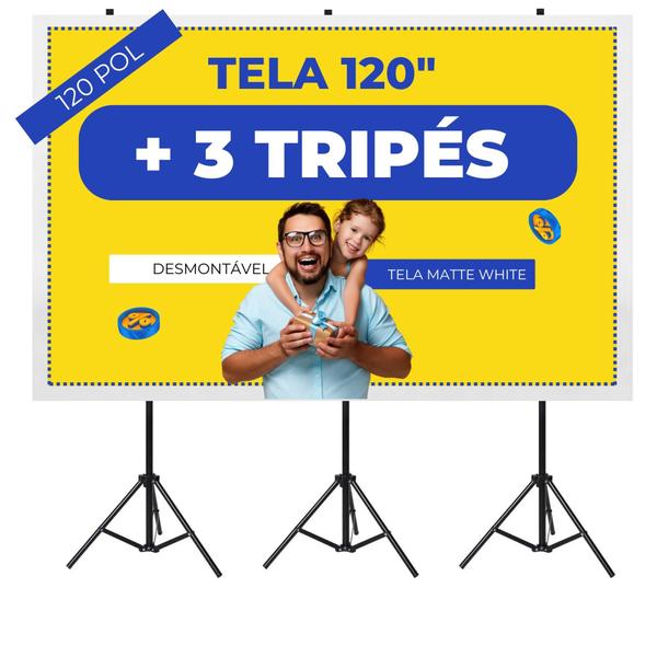 Imagem de Telão Para Datashow Com Tripé Tela Para Retroprojetor Tripé