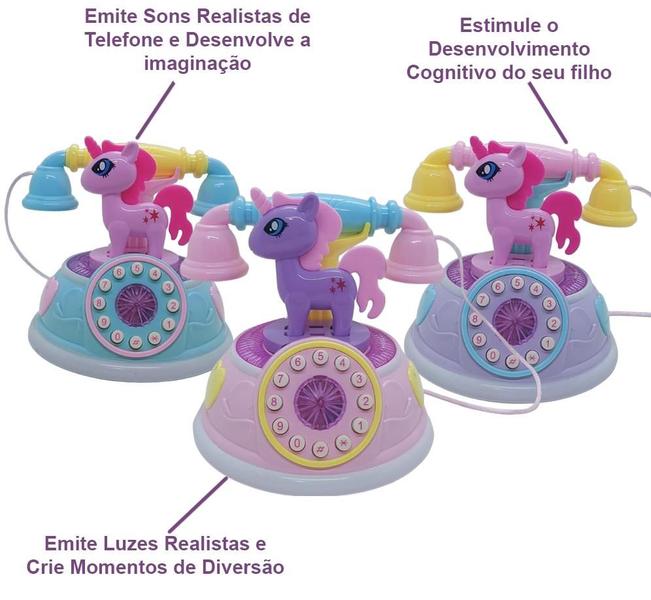 Imagem de Telefone Brinquedo Infantil unicórnio celular musical luz