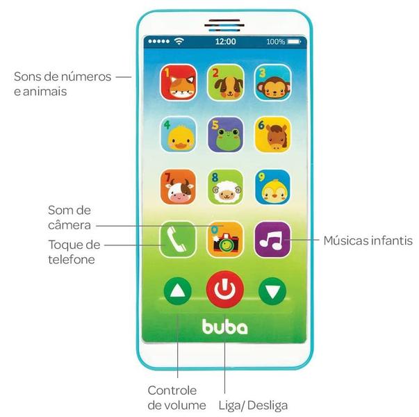 Imagem de Telefone Celular Infantil Baby Phone Emite Sons Azul Buba